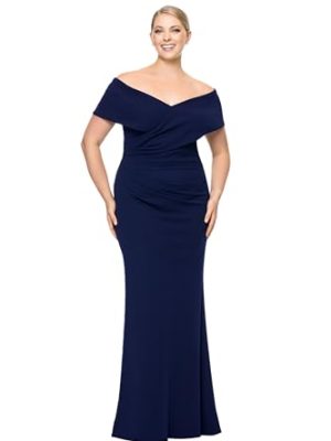 21CmDXX8sIL.jpg Women's Long Off The Shoulder Scuba Crepe Dress