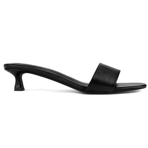 21SyQ0UvhhL.jpg Womens Heeled Sandals Open Round Toe Kitten Low Heels for Women Slip on Slide Sandals Mule Heels Fashion Comfort Dress Party