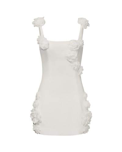 Women's Elaina Pink Rosette Applique Mini Dress