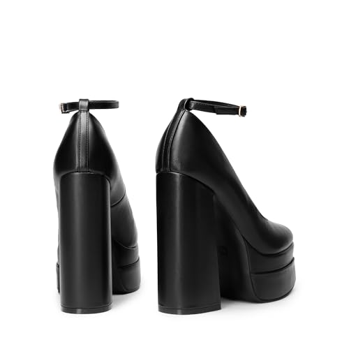 31-KZNfBV8L.jpg Women's Platform High Heels Closed Toe Chunky Block Pumps Square Toe Ankle Strap Dress Fashion Party Y2K Shoes