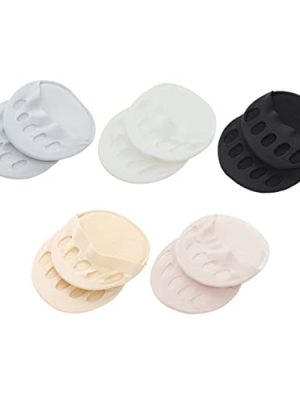 5 Pairs Toeless Toe Socks Cushion Half Socks for Women High Heels Sandals Invisible Foot Pads with and Relief Skin White Gray