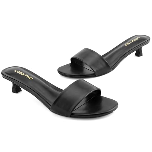 311rq6E6qML.jpg Womens Heeled Sandals Open Round Toe Kitten Low Heels for Women Slip on Slide Sandals Mule Heels Fashion Comfort Dress Party