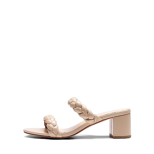 312t0kGwUPL.jpg Women's Two Braided Strap Low Heels for Women Open Toe Block Chunky Heels Sandals Holiday Party Wedding Dress Pumps Shoes