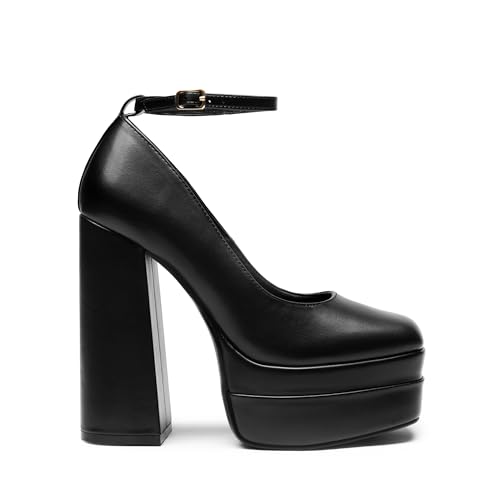 313LLe-ExTL.jpg Women's Platform High Heels Closed Toe Chunky Block Pumps Square Toe Ankle Strap Dress Fashion Party Y2K Shoes