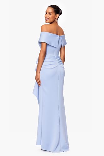 Women's Long Off Shoulder Sweetheart Neck Side Ruffle Gown