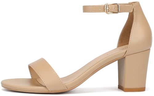 Women's Heeled Sandals Open Toe Ankle Strap 2.5-Inch Chunky Heels Dress Shoes Wide Feet Friendly