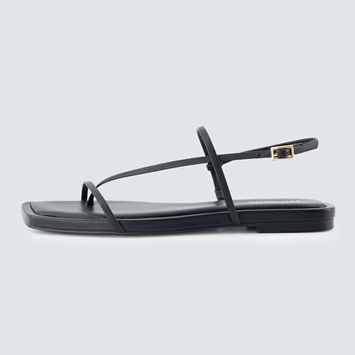 Glory Minimalist Strappy Womens Sandals ??Sleek Adjustable Back Strap Flat Sandals for Women