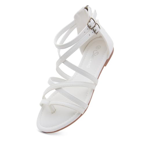 316dDjn7bwL.jpg Gladiator Sandals for Women ??Strappy Flat Sandals with Ankle Strap & Back Zipper | Fisherman Thong Strappy Style for Walking, &