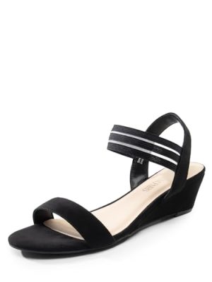 3199gicafjL.jpg Women's Low Heel Wedge Sandals, Comfortable Slip-On Elastic Ankle Strap Summer Business Casual Dress Shoes