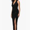 319n13VBVvL.jpg Women's Long Stretchy Sleeveless V-Neck Ruched Wrap Dress