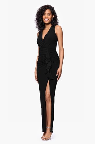 319n13VBVvL.jpg Women's Long Stretchy Sleeveless V-Neck Ruched Wrap Dress