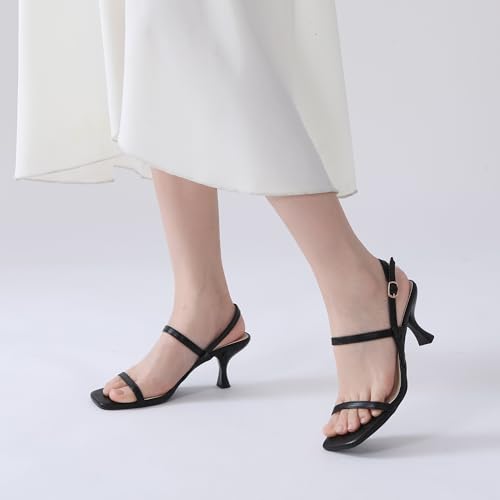Women's Sandals Square Open Toe Strappy Kitten Heel Sandals Ankle Strap 2 Inch Heels Wedding Party Dress Shoes