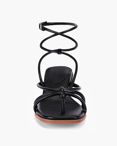 31F9l2GHlpL.jpg Womens Strappy Heels Sandals Thong Gladiator Square Open Toe Low Kitten Heeled Criss Cross Ankle Strap Summer Dress Wedding