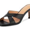 31Hi2iiSm1L.jpg Women's Square Toe Summer Heels Mules Cross Strap Slip on 2.5 Inch kitten Heeled Sandals