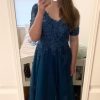 31HjNlQbCKL.jpg Women's Floral Lace Appliques 3/4 Sleeve Mother of The Bride Dresses Long V Neck Formal Dresses with Pockets YZTS028