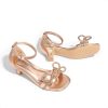 Girls Sandals Ankle Strap Square Toe Low Heel Bow Flower Dress Shoes