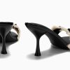 Womens High Heels Mules Open Toe Bow Tie Sandals Ruffle Stiletto Slip on Prom Dress Shoes
