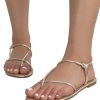 31JCXxSCaL.jpg Women's Metallic Strappy Flat Sandals Open Toe Dressy Summer Beach Thong Slides