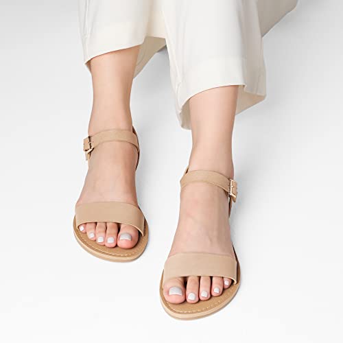 31KO0nCGINL.jpg Women's Ankle Strap Flat Sandals Open Toes One Band Buckle Summer Dressy Sandals