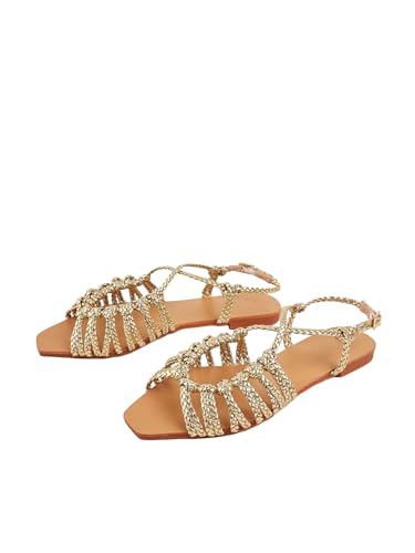 31LDDm1nGVL.jpg Women's Metallic Braided Slingback Sandals Casual Strappy Sandals