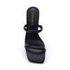 Women's Square Open Toe Heeled Sandals Two Strap Mules Slip On Block Chunky Mid Heels Sandals