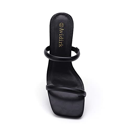 Women's Square Open Toe Heeled Sandals Two Strap Mules Slip On Block Chunky Mid Heels Sandals