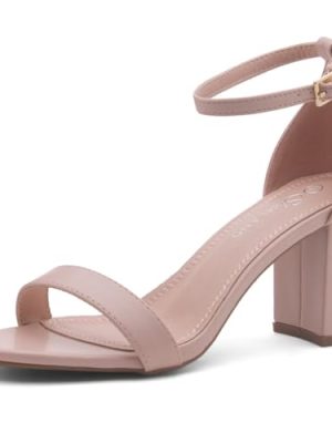 Women's Low Heels - 3-Inch Chunky Block Heeled Sandals with Ankle Strap | Open Toe Short Heels | Comfy Dressy Strappy Sandals