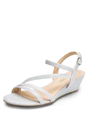 Strappy Wrapped Dressy Wedge Sandals, Comfortable Ankle Strap Open Toe Evening Dress Wedding Dance Summer Shoes