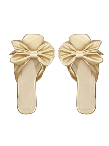31PdGiEQBL.jpg Women's Bow Flat Sandals Dressy Square Open Toe Sandals Comfortable Slip On Slide Sandals