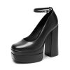 31Q15GXTiLL.jpg Women's Platform High Heels Closed Toe Chunky Block Pumps Square Toe Ankle Strap Dress Fashion Party Y2K Shoes