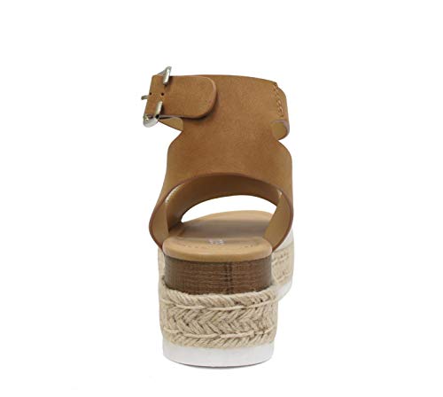 31QEkETw1L.jpg Topic Open Toe Buckle Ankle Strap Espadrilles Flatform Wedge Casual Sandal