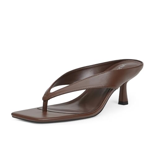 31Shau2QAQL.jpg Women??s Kitten Heels Flip Flops Slip On Open Toe Low Heels Thong Square Slide Summer Fashion Party Heeled Dressy Sandals for