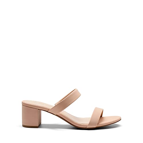 31WMu1aJH8L.jpg Women's Two Strap Open Toe Low Block Chunky Heels Sandals Dress Pumps Casual Summer Mules Shoes