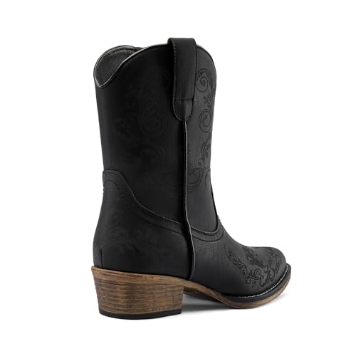 Women's Cowboy Cowgirl Western Ankle Boots Low Chunky Heels Square Toe Fall Short Booties Shoes