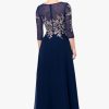 31XdvvfYIkL.jpg Women's Long 3/4 Sleeve Embroidered Chiffon Gown