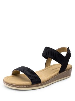 31YJqzneVxL.jpg Women's Comfortable Dressy Cork Low Wedge Heels Cute Summer One Band Casual Flat Sandals with Adjustable Ankle Strap