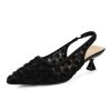 31apxU6pntL.jpg Elegant Lace Kitten Heels for Women - Slingback Pointed Toe Floral Mesh Dress Shoes - Low Heel Formal Wedding Guest Party