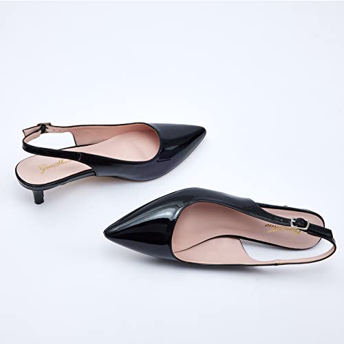 31c8T2XP-2L.jpg Low Kitten Heels Women's Slingback Dressy Pumps Pointed Closed Toe Ankle Strap Elegant Wedding Pumps Formal Comfortable Shoes