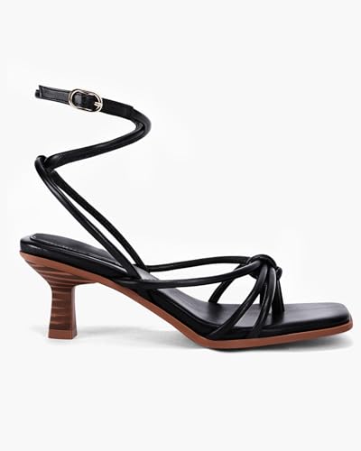31cOCi5Oy2L.jpg Womens Strappy Heels Sandals Thong Gladiator Square Open Toe Low Kitten Heeled Criss Cross Ankle Strap Summer Dress Wedding