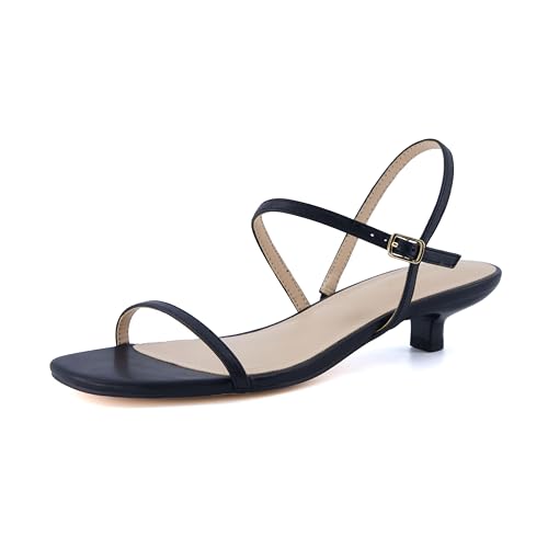 Soprano Women??s One Band Kitten Heel with Ankle Strap ?C Minimalist Dress Sandal with Memory Foam & Strappy Silhouette