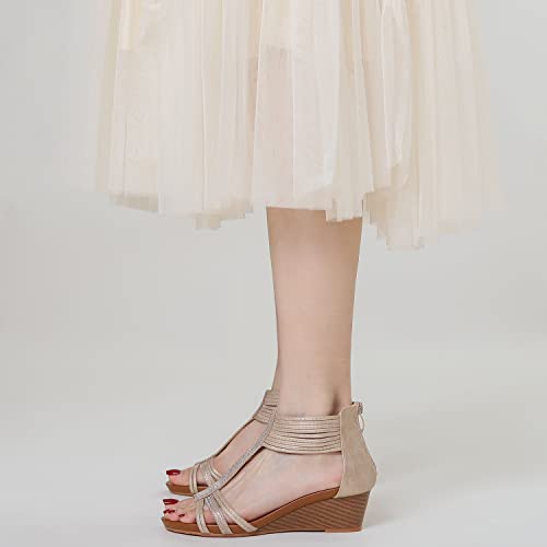 31gV32IZEnL.jpg Wedges for Women Sandals Bohemia Open Toe Roman Low Heel Zipper Back Platform Summer Dress Women??s Beach Sandals