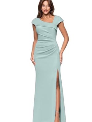 Women's Long Asymmetrical Neckline Scuba Dress