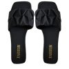 Women's Pleated Square Toe Slide Flat Sandals Summer Trendy Sandals Wedding Sandals