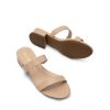 31jfrNMAGRL.jpg Women's Slides Heels Slip On Low Block Sandals Two Strap Open Round Toe Chunky Casual Summer Mules Shoes
