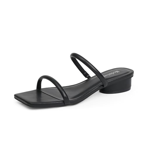 31k6KgK-ywL.jpg Square Open Toe Heeled Sandals Women Two Strap Chunky Heel Sandals for Women Low Block Heel Sandal Dressy
