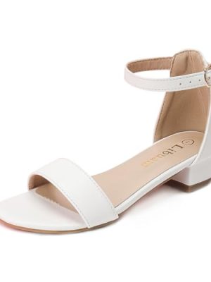 Girls fashion Sandals Heels Dress Pump Ankle Strap Open Toe Flower Girl Wedding Party for Little Big Kid