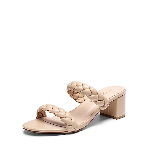 31oh631LwkL.jpg Women's Two Braided Strap Low Heels for Women Open Toe Block Chunky Heels Sandals Holiday Party Wedding Dress Pumps Shoes