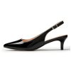 31p1DQA5TnL.jpg Low Kitten Heels Women's Slingback Dressy Pumps Pointed Closed Toe Ankle Strap Elegant Wedding Pumps Formal Comfortable Shoes