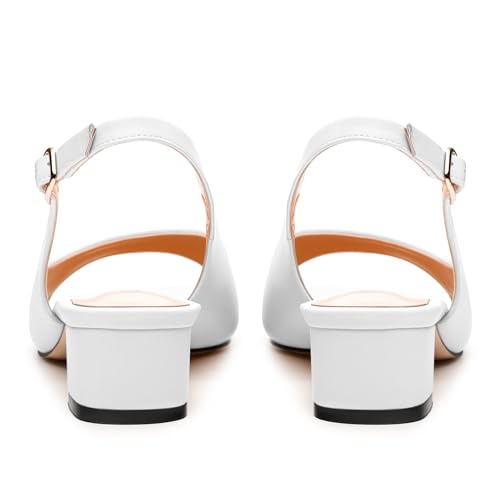 Womens Low Heel Slingbacks, Square Peep Toe Block Heel Sandals for Women, Comfort Heeled Casual Shoes