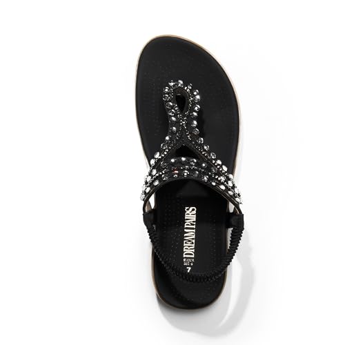 31rLrEufCnL.jpg Women's Comfortable Dressy Flat Sandals Rhinestone Elastic T-Strap Thong Sandals for Summer Beach